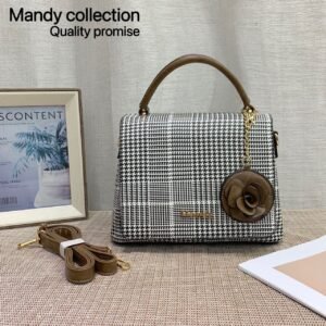 Checked Designer Flower Pendant Ladies Sling and Waist Hand bag