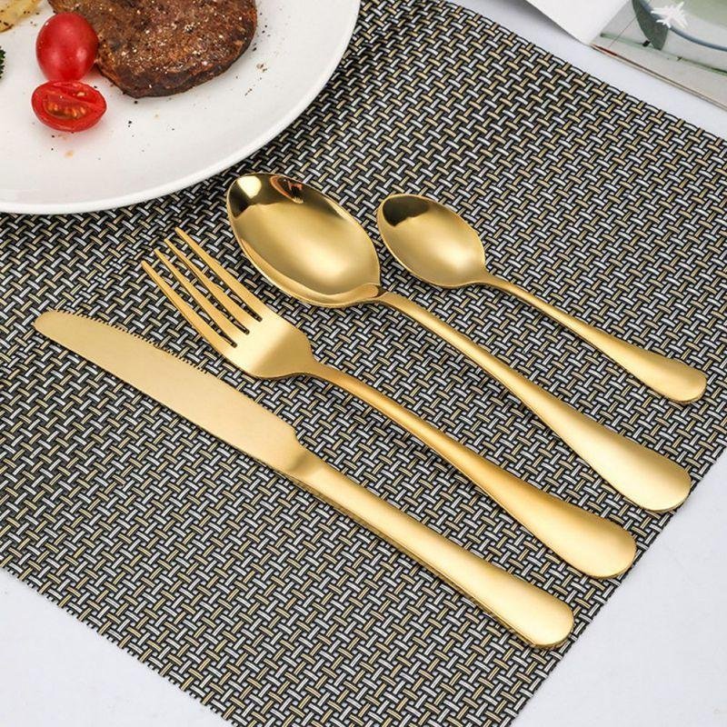24pcs Gold/Silver Dinnerware Set Stainless Steel Tableware Knives Fork Spoon Rack Cutlery Set - Image 6