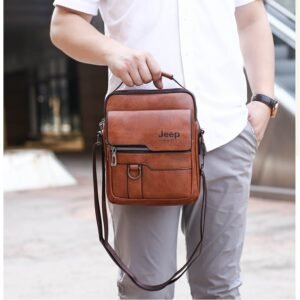 Luxury Brand JEEP Vintage Leather Messenger Shoulder Bag