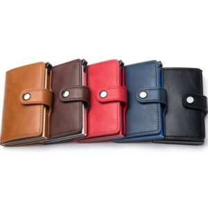 New Rfid Blocking Carbon Fiber Vintage Leather Card Holder Wallet