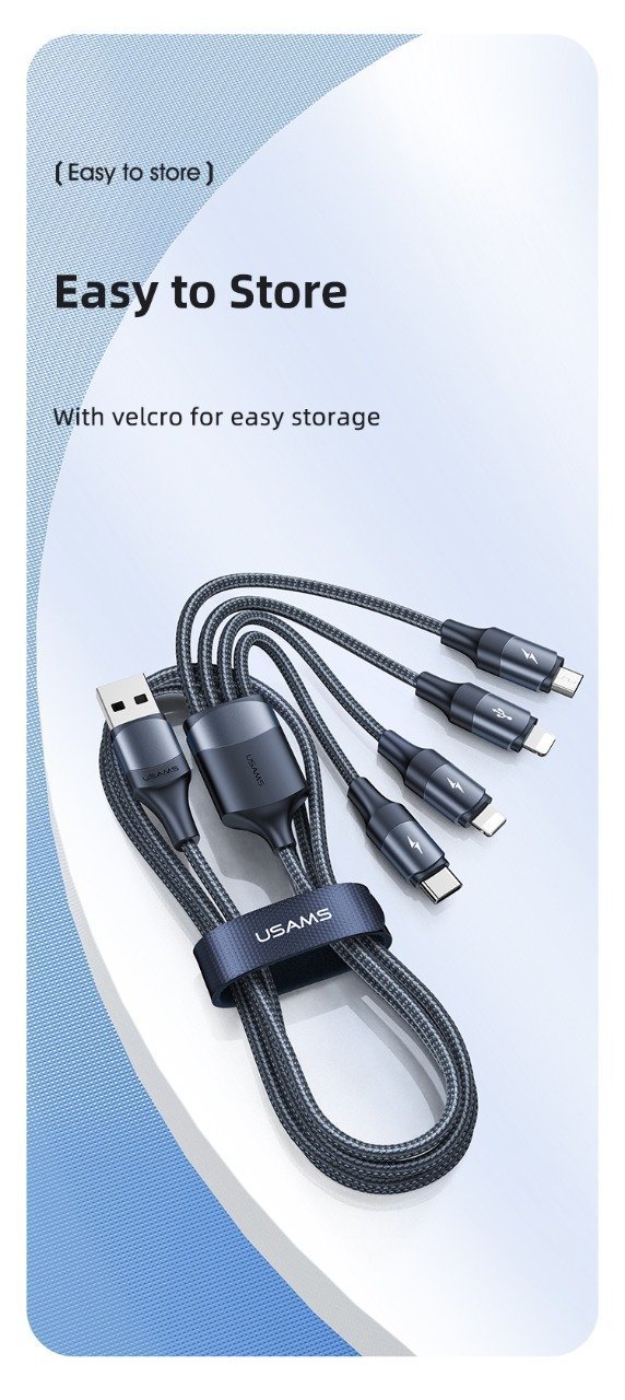 Premium Usams U73 Series 4 IN 1 Braided Fast Charging Cable - Image 4