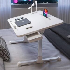 LushTree Laptop Bed Tray Table, Foldable Desk Stand with Adjustable Height & Angle, Drawer, USB Hub